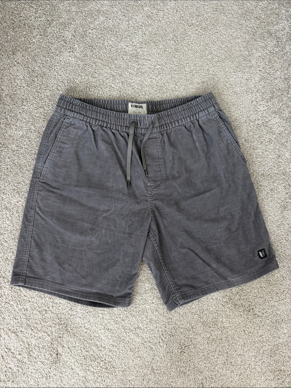 Linksoul Corduroy Charcoal Gray Men’s Drawstring Golf Shorts size Large